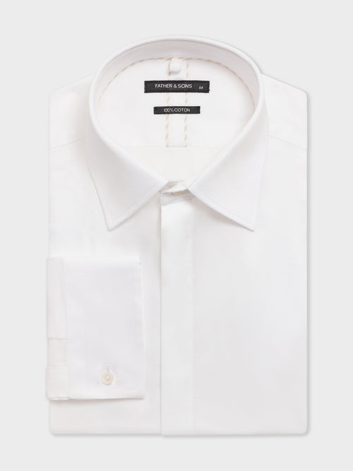 Chemise regular en satin de coton blanc - 1 - Father & Sons   - 10 