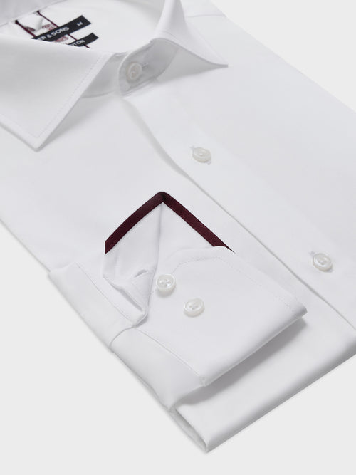 Chemise slim en satin de coton blanc - Father & Sons   - 3 
