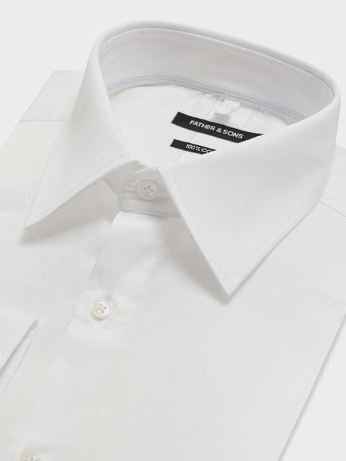 Chemise regular en satin de coton blanc - 2 - Father & Sons   - 11 