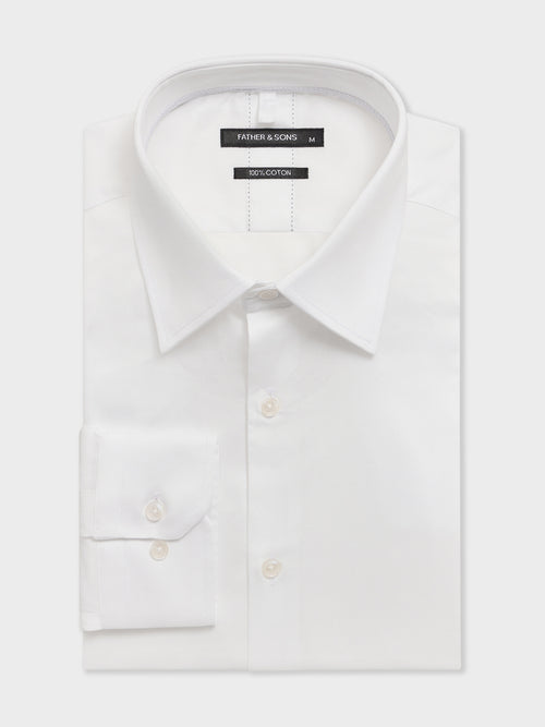 Chemise regular en satin de coton blanc - 1 - Father & Sons   - 11 