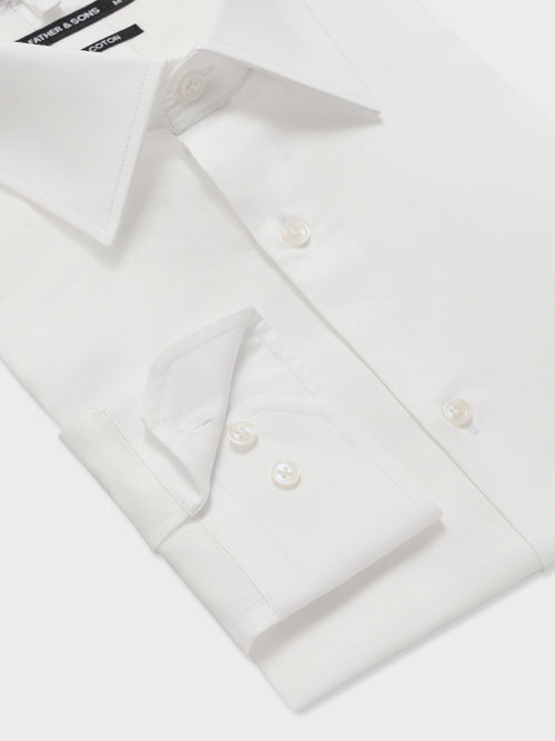 Chemise regular en satin de coton blanc - Father & Sons   - 3 