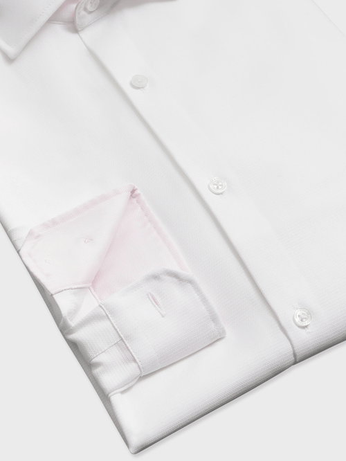 Chemise non-iron Regular en coton façonné blanc - Father & Sons   - 3 