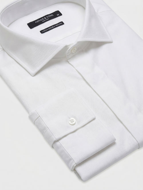 Chemise non-iron regular en twill de coton blanc - 2 - Father & Sons   - 18 