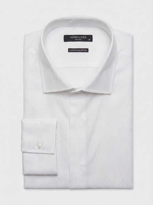 Chemise non-iron regular en twill de coton blanc - 1 - Father & Sons   - 18 