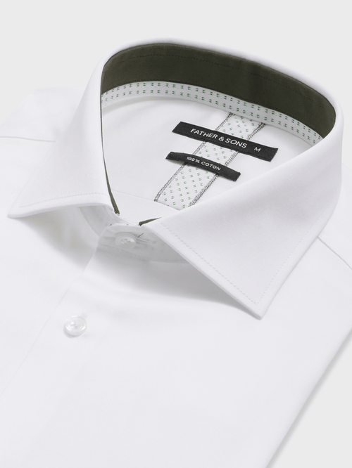 Chemise slim en satin de coton blanc - Father & Sons   - 2 