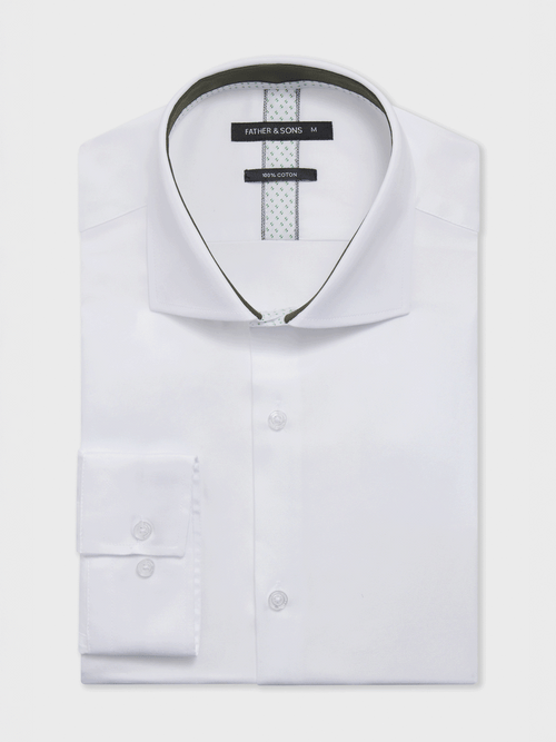 Chemise slim en satin de coton blanc - Father & Sons   - 1 