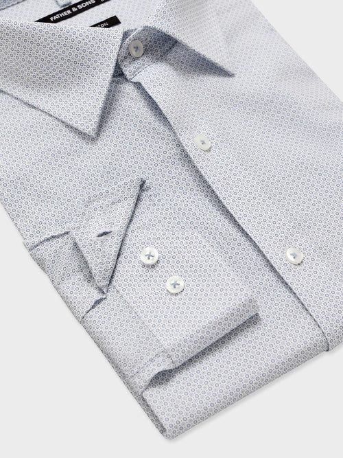 Chemise regular en popeline de coton à motif bleu chambray - Father & Sons   - 3 
