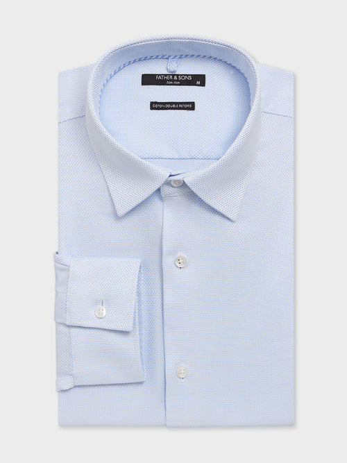 Chemise non-iron regular en coton Jacquard bleu ciel - 1 - Father & Sons   - 20 