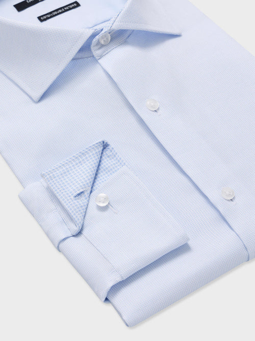 Chemise non-iron slim en coton Jacquard bleu ciel - Father & Sons   - 3 