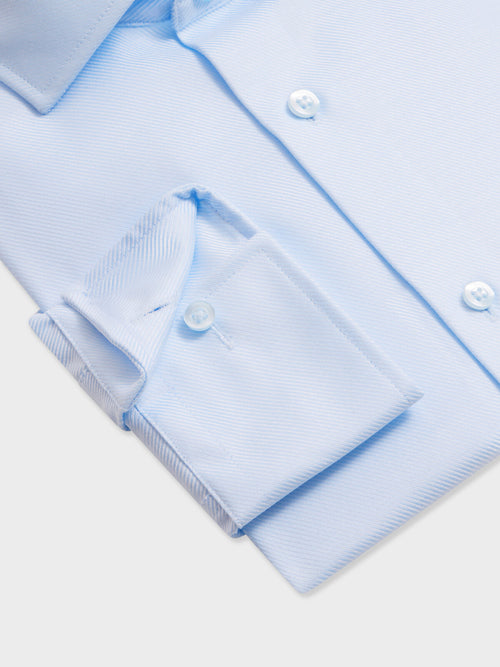 Chemise non-iron slim en twill de coton bleu ciel - Father & Sons   - 3 