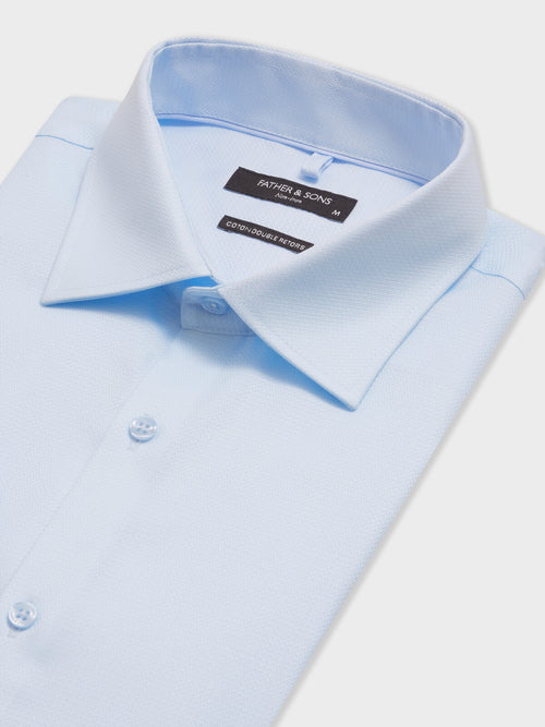 Chemise non-iron regular en coton chevron bleu ciel - 2 - Father & Sons   - 14 