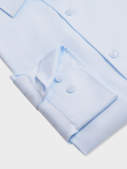 Chemise non-iron regular en coton chevron bleu ciel - Father & Sons   - 3 