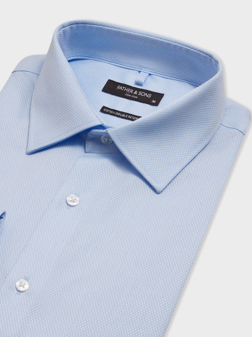 Chemise non-iron regular en coton Jacquard bleu ciel - 2 - Father & Sons   - 15 