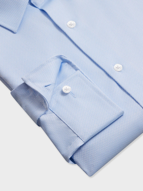 Chemise non-iron regular en coton Jacquard bleu ciel - Father & Sons   - 3 