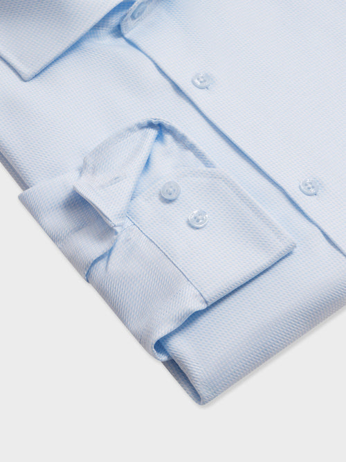 Chemise non-iron slim en coton Jacquard bleu ciel - Father & Sons   - 3 