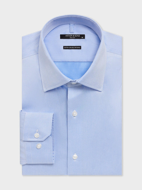 Chemise non-iron slim en coton chevron bleu - 1 - Father & Sons   - 19 