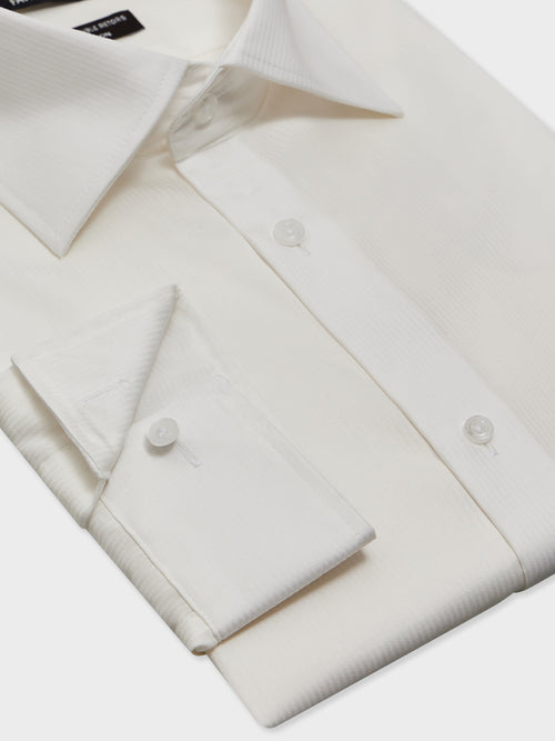 Chemise non-iron Slim en coton façonné écru - Father & Sons   - 3 