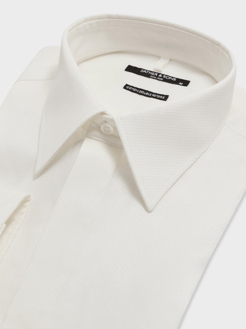 Chemise non-iron slim en coton façonné écru - 2 - Father & Sons   - 14 