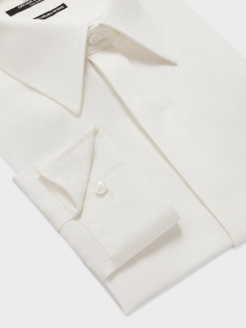 Chemise non-iron slim en coton façonné écru - Father & Sons   - 3 