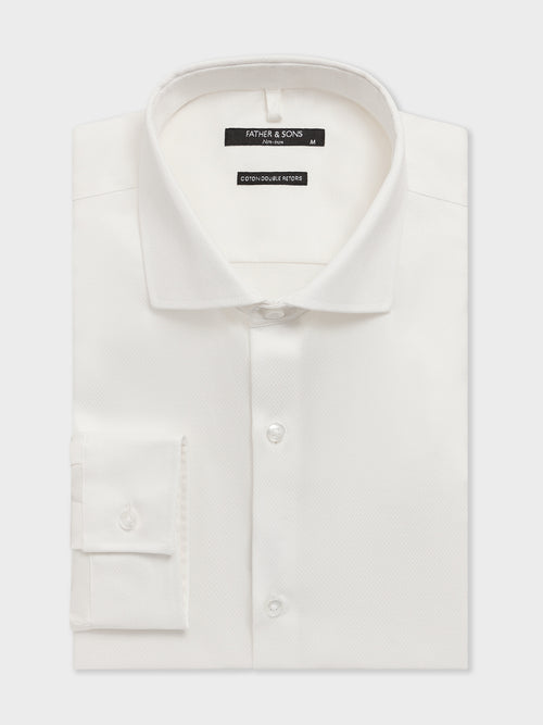 Chemise non-iron regular en coton façonné écru - 1 - Father & Sons   - 13 