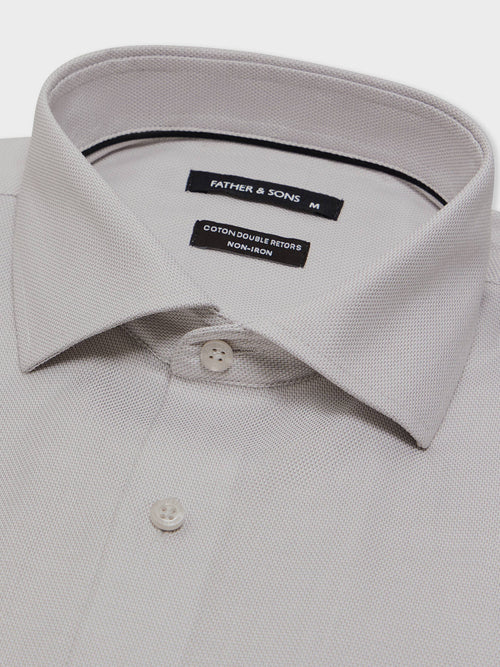 Chemise non-iron Regular en coton Jacquard gris - 2 - Father & Sons   - 7 