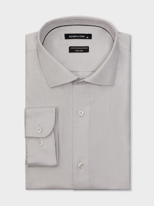 Chemise non-iron Regular en coton Jacquard gris - 1 - Father & Sons   - 7 