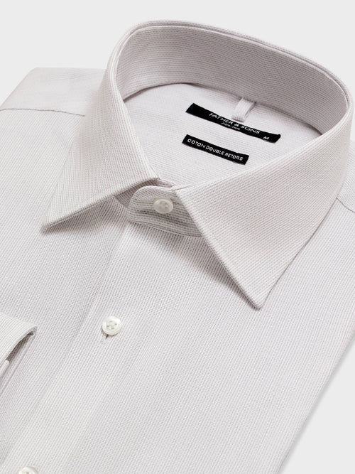 Chemise non-iron slim en coton façonné gris - 2 - Father & Sons   - 8 