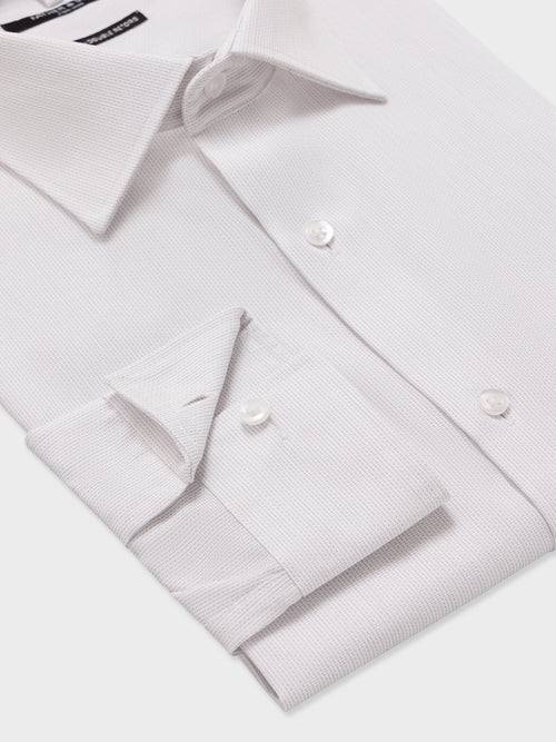 Chemise non-iron slim en coton façonné gris - Father & Sons   - 3 