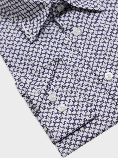 Chemise loose en popeline de coton à motif bleu indigo - Father & Sons   - 3 
