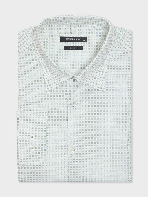 Chemise regular en popeline de coton à motif kaki - Father & Sons   - 1 