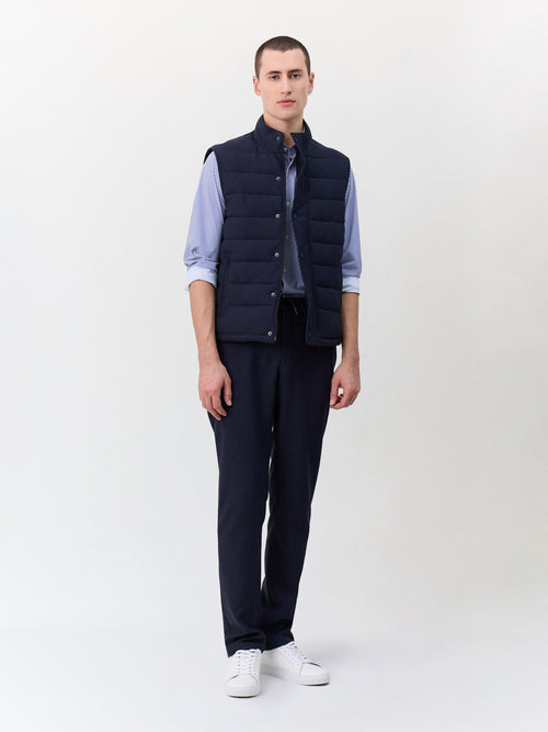 Chemise slim en maille bleu marine à rayures - Father & Sons   - 7 