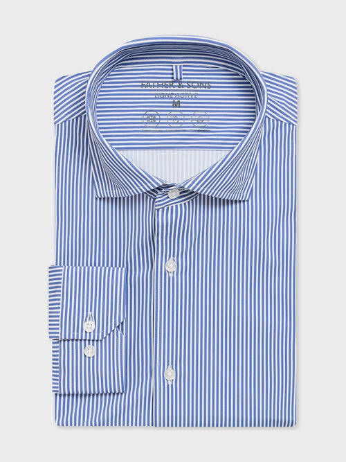 Chemise slim en maille bleu marine à rayures - 1 - Father & Sons   - 20 