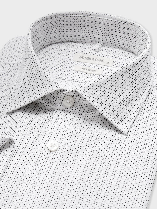 Chemise Regular en popeline de coton blanc à motif noir - 2 - Father & Sons   - 12 
