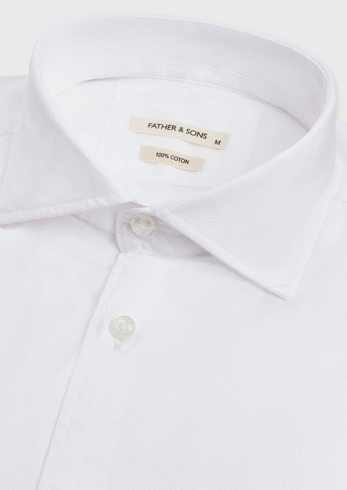 Chemise Regular en coton façonné blanc - 2 - Father & Sons   - 12 