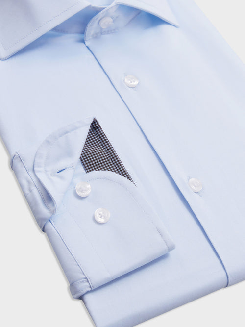 Chemise Regular en popeline de coton mélangé bleu pâle - Father & Sons   - 3 