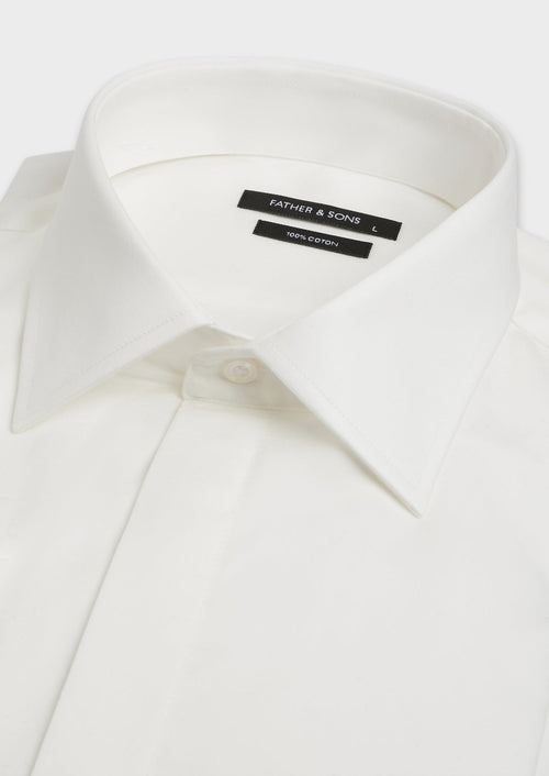 Chemise habillée Regular en satin de coton uni écru - 2 - Father & Sons   - 17 