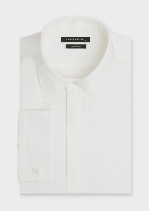 Chemise habillée Regular en satin de coton uni écru - 1 - Father & Sons   - 17 
