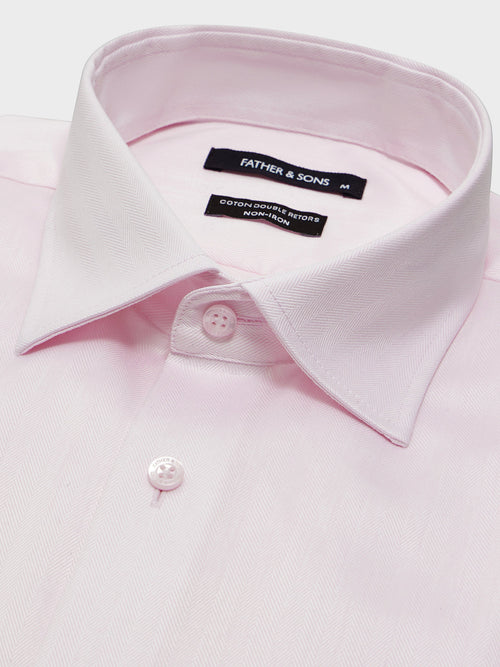 Chemise non-iron Slim en coton chevron rose - 2 - Father & Sons   - 21 
