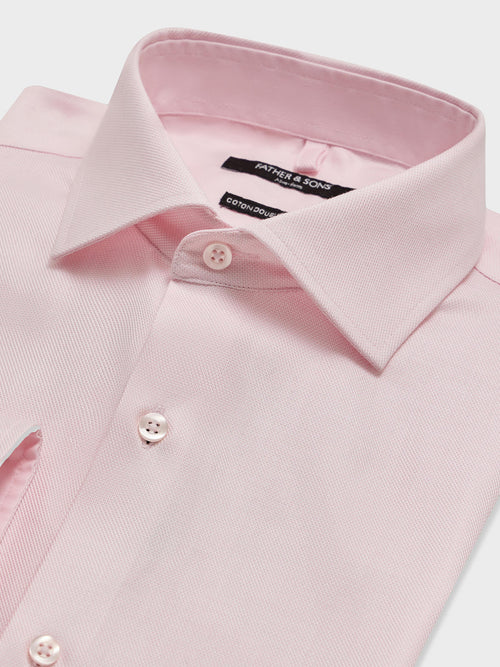 Chemise non-iron regular en coton façonné rose - 2 - Father & Sons   - 9 