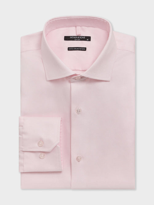 Chemise non-iron regular en coton façonné rose - 1 - Father & Sons   - 9 