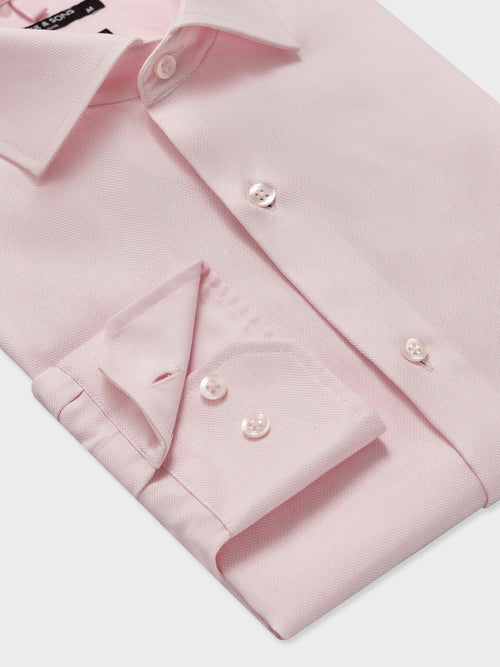 Chemise non-iron regular en coton façonné rose - Father & Sons   - 3 