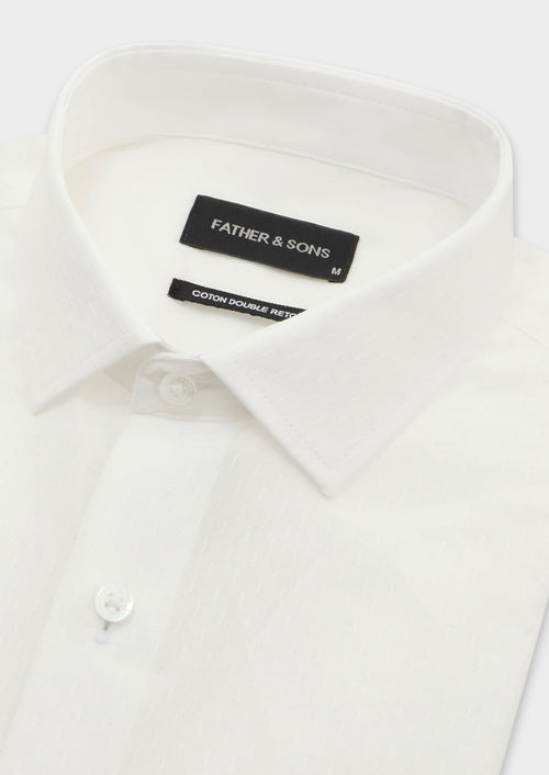 Chemise habillée Regular en coton façonné uni écru - 2 - Father & Sons   - 20 