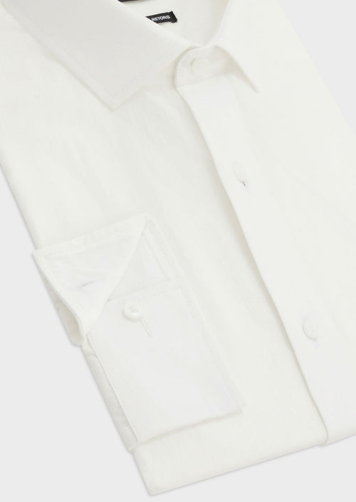 Chemise habillée Regular en coton façonné uni écru - Father & Sons   - 3 