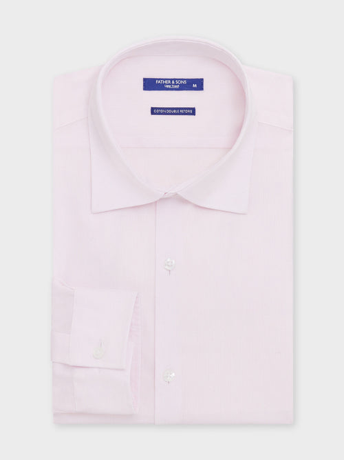 Chemise non-iron Slim en popeline de coton blanc à rayures roses - 1 - Father & Sons   - 18 