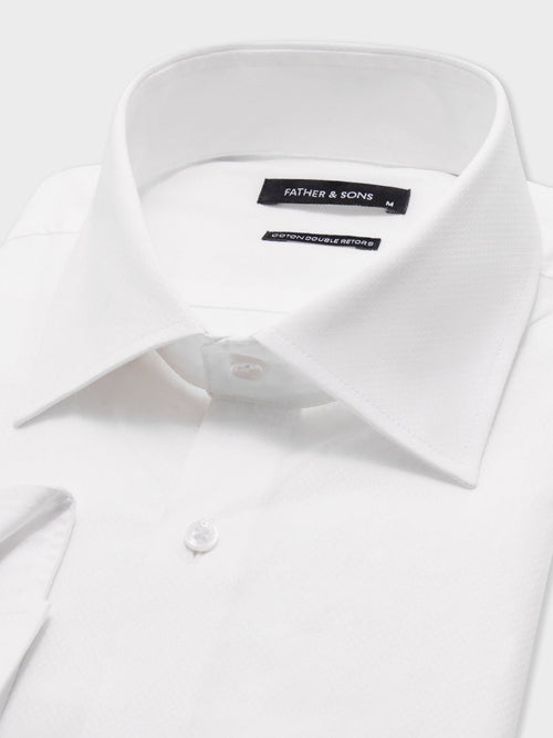 Chemise Slim en coton façonné blanc - 2 - Father & Sons   - 1 