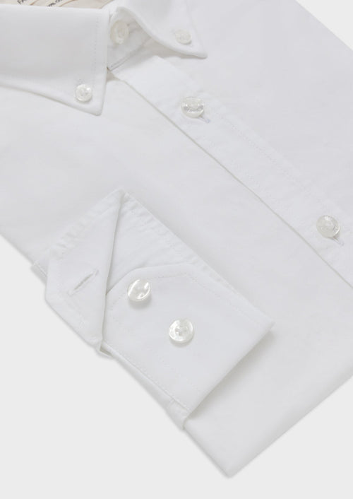 Chemise sport Slim en coton oxford uni blanc - Father & Sons   - 3 