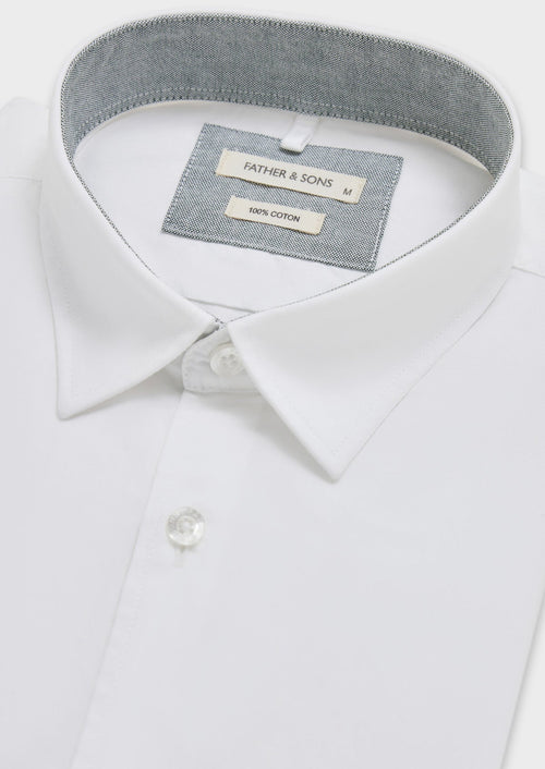 Chemise sport Slim en coton oxford uni blanc - 2 - Father & Sons   - 6 