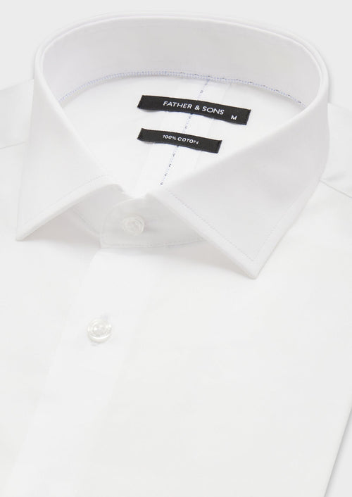 Chemise habillée Slim en satin de coton uni blanc - 2 - Father & Sons   - 15 