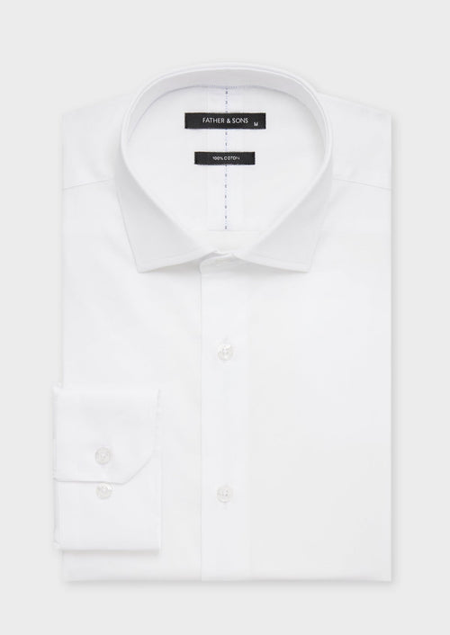 Chemise habillée Slim en satin de coton uni blanc - 1 - Father & Sons   - 15 
