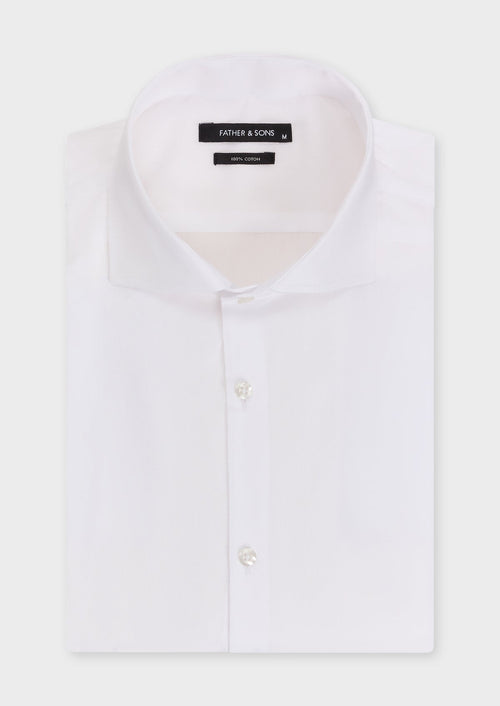 Chemise habillée Slim en coton bio façonné uni blanc - 1 - Father & Sons   - 3 